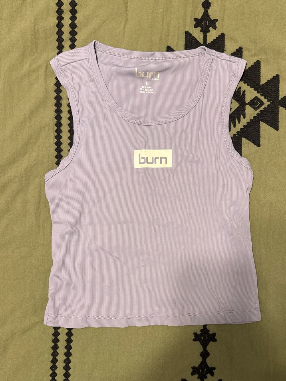 Burn Boot Camp Cropped Lavender Ribbed Tank Top